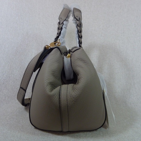 New Tory Burch Half-Moon Gray Leather Small Satchel/Shoulder/Crossbody Bag AUTH - Picture 5 of 13